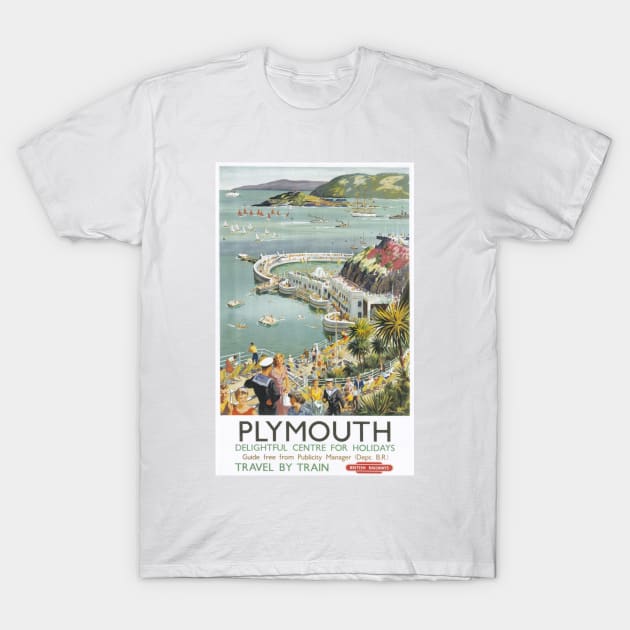 Plymouth, Devon - BR - Vintage Railway Travel Poster - 1950s T-Shirt by BASlade93